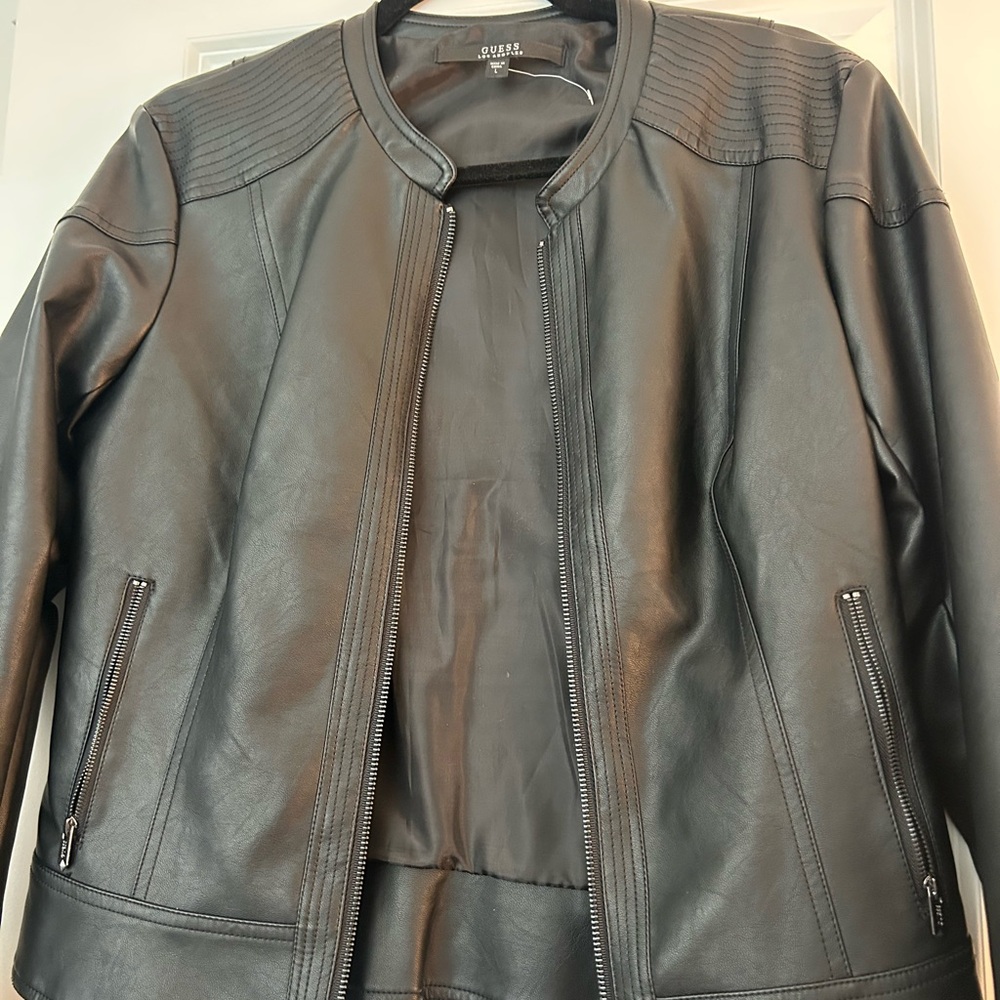 Guess Black Leather Jacket